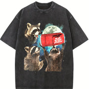 Three Raccoons Coke Zero vintage washed oversized T-shirt in Black