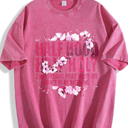 Urban Explorer Statement: Half Hood Half Holy Pink Cherry Vintage Washed T-Shirt in Red