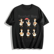 Silly Goose Baseball Mom Cotton T-Shirt in Black