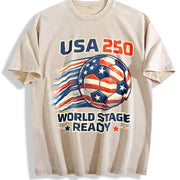 USA 250 World Stage Ready Soccer Vintage Washed T-Shirt in Beige
