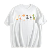 Halloween Goose Just a Spooky Goose Cotton T-Shirt in White