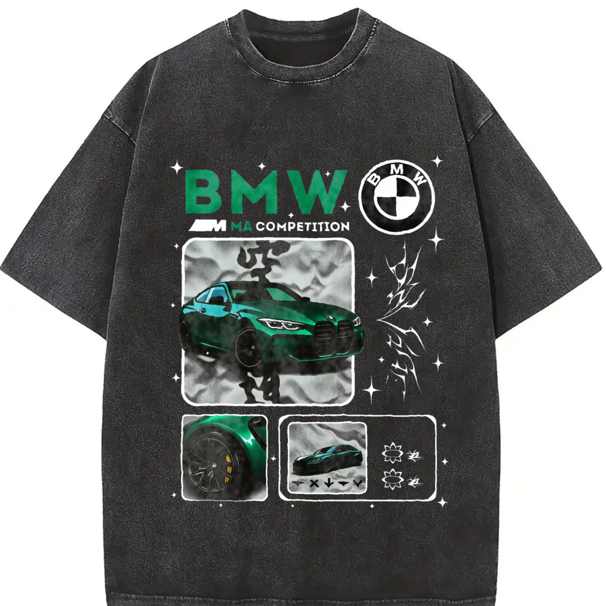 M4 Competition B M W Vintage Washed T-Shirt in Black