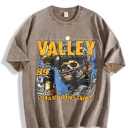 Valley Champions Only Racing Skull Tank Vintage Washed T-Shirt in Brown