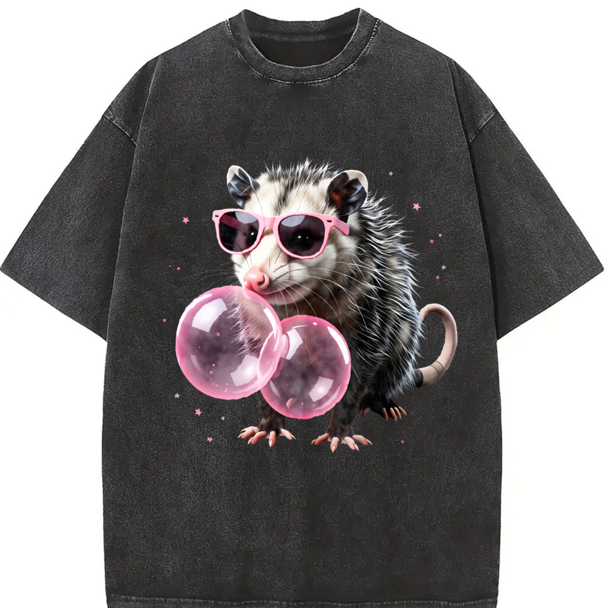Bubblegum Opossum Vintage Washed T-Shirt in Black