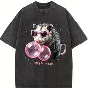 Bubblegum Opossum Vintage Washed T-Shirt in Black