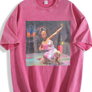 Pink Dress Party Doll Vintage Washed T-Shirt in Red