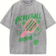 Pickleball Playing Paddleball Sport Vintage Washed T-Shirt in Gray