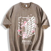 Attack On Titan Anime Wings Of Freedom AOT - Eren Soft vintage washed oversized T-shirt in Brown