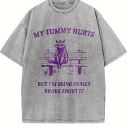 My Tummy Hurts Raccoon Vintage Washed T-Shirt in Gray