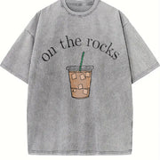 Coffee Iced Coffee Lover Vintage Washed T-Shirt in Gray