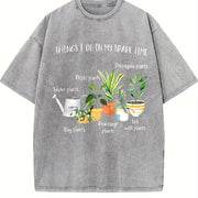 For Plant Parent Humor Vintage Washed T-Shirt in Gray