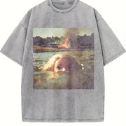 Drowning Glam Doll Vintage Washed T-Shirt in Gray