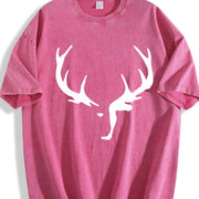 Deer Antlers Vintage Washed T-Shirt in Red