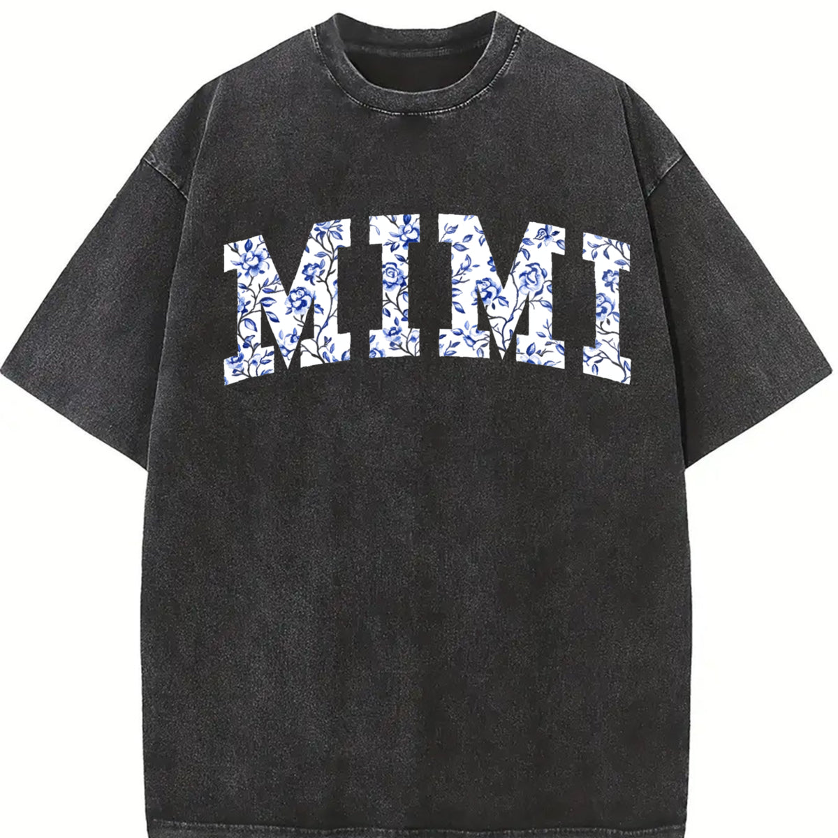Floral MIMI Mother's Day Vintage Washed T-Shirt in Black