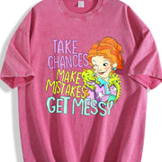 Take Chances Make Mistakes Get Messy Ms. Frizzle vintage washed oversized T-shirt in Red