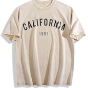 California 1991 Stretch Vintage Washed T-Shirt in Beige