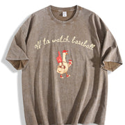 Off to Watch Baseball Goose Vintage Washed T-Shirt in Brown