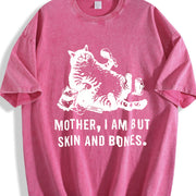Cat Mom Mother I Am but Skin and Bones Vintage Washed T-Shirt in Red