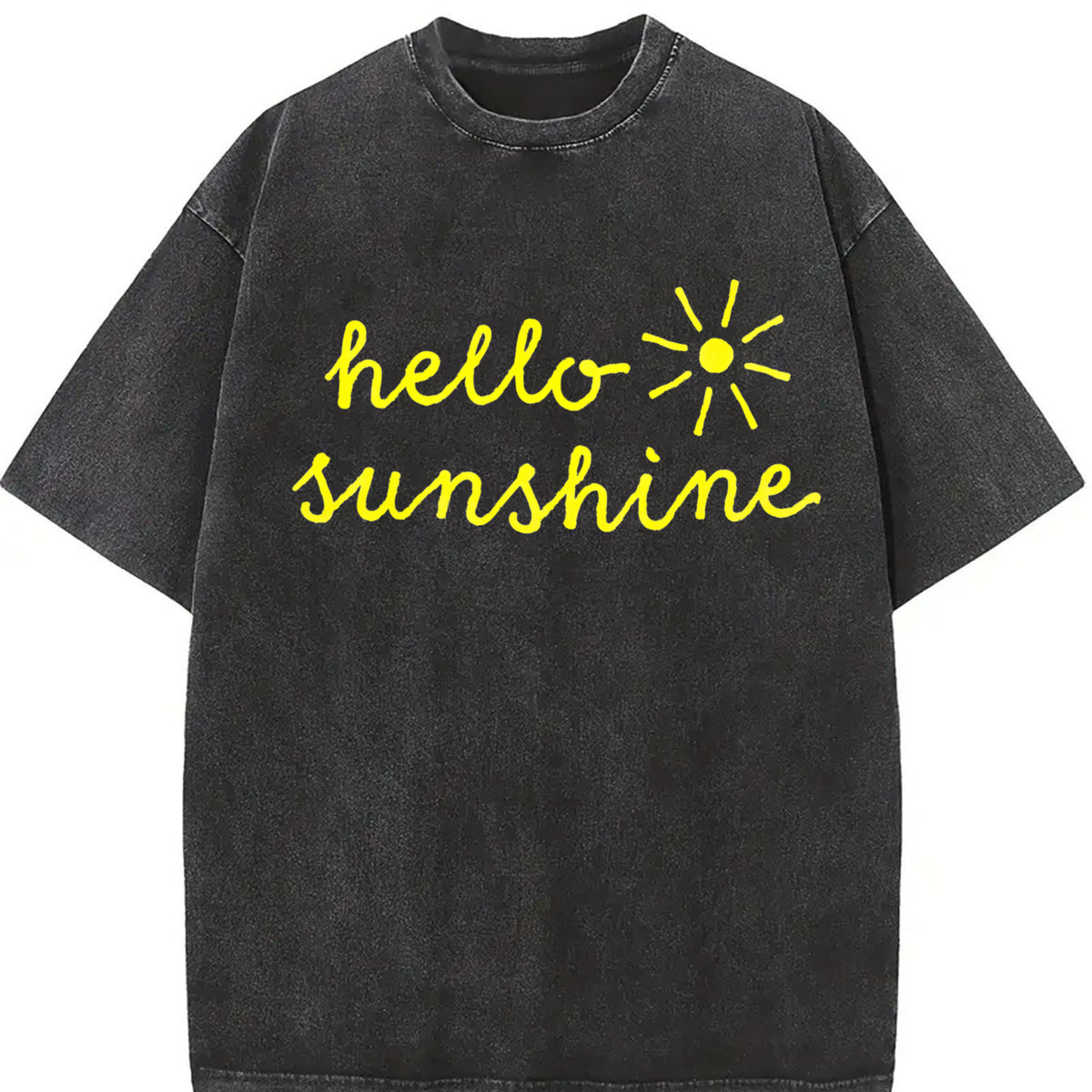 Hello Sunshine Sarcastic Novelty for Ladies Cute Ladies Vintage Washed T-Shirt in Black