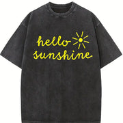 Hello Sunshine Sarcastic Novelty for Ladies Cute Ladies Vintage Washed T-Shirt in Black