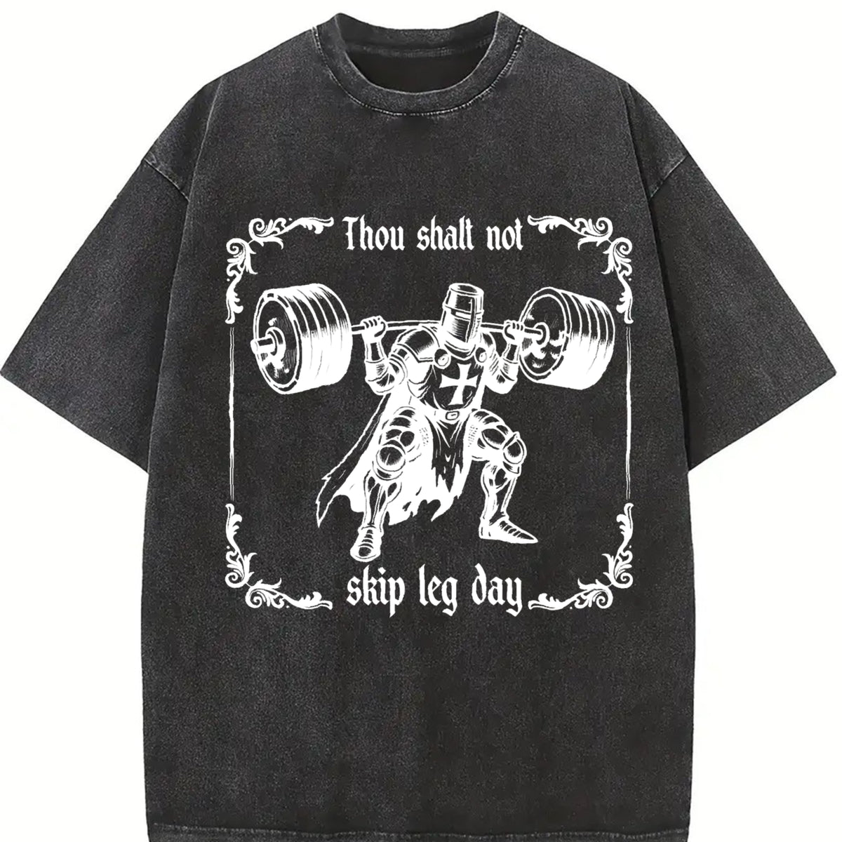 Thou Shalt Not Skip Leg Day Vintage Washed T-Shirt in Black