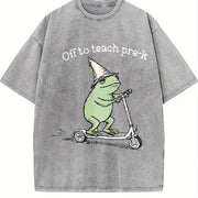 Pre K Grade Teacher Vintage Washed T-Shirt in Gray
