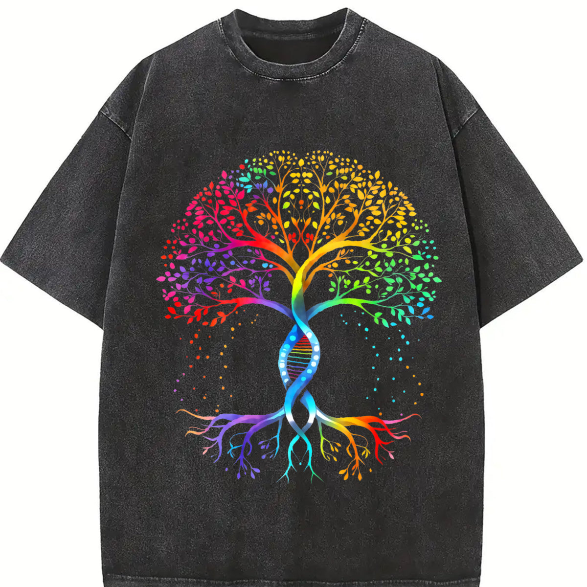Pride Tree of Life Bella Canvas V-neck Vintage Washed T-Shirt in Black