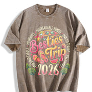 Besties Trip 2026 Vintage Washed T-Shirt in Brown