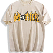 Mother 8 Ball Mother Lucky Mama Flames Rad Mom Birthday vintage washed oversized T-shirt in Beige