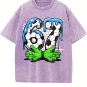 69 Soccer Vintage Washed T-Shirt in Purple