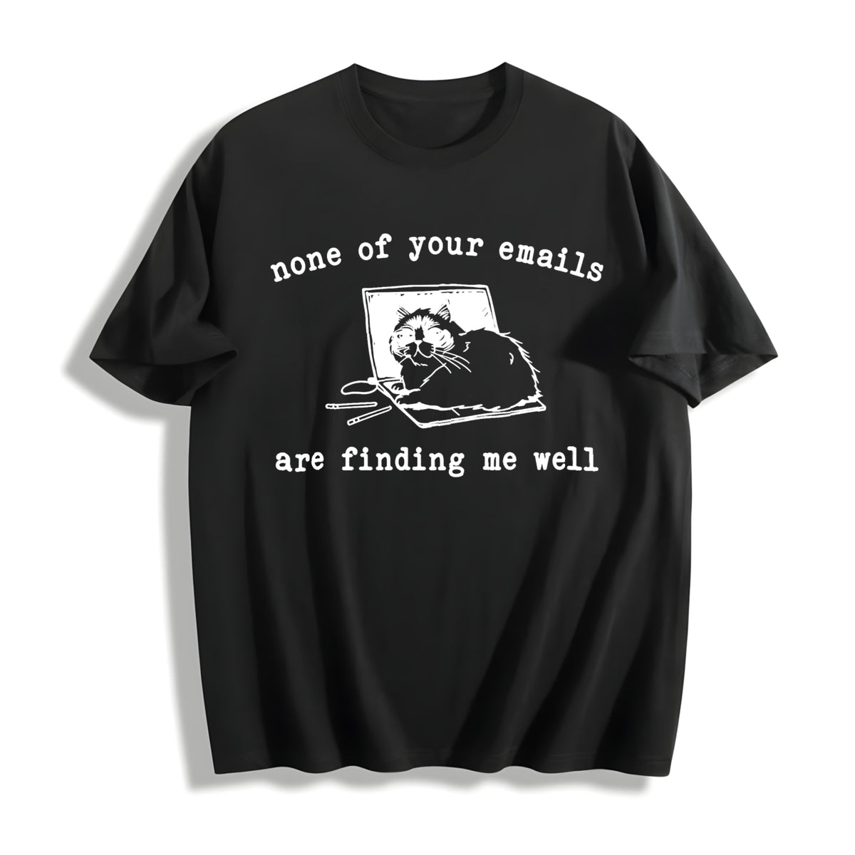 None of Your Emails Cotton T-Shirt in Black