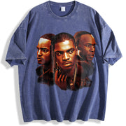 PAID IN FULL Mitch Ace & Rico Oil Paint Style Classic vintage washed oversized T-shirt in Blue