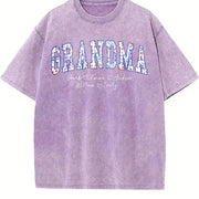 Personalized Grandma Vintage Washed T-Shirt in Purple