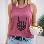 Cartoon Skeleton Finger Vest Women's Color Cotton Tank Top in Red