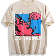 Eat the Rich Vintage Washed T-Shirt in Beige