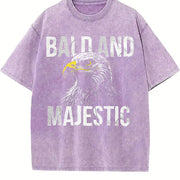 Bald and Majestic Sarcastic Eagle Novelty for Classic Vintage Washed T-Shirt in Purple