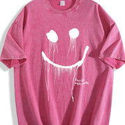 With and Loose Umbrella Hem Vintage Washed T-Shirt in Red