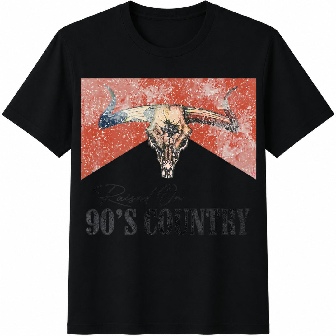 Raising 90s Country Cotton T-Shirt in Black