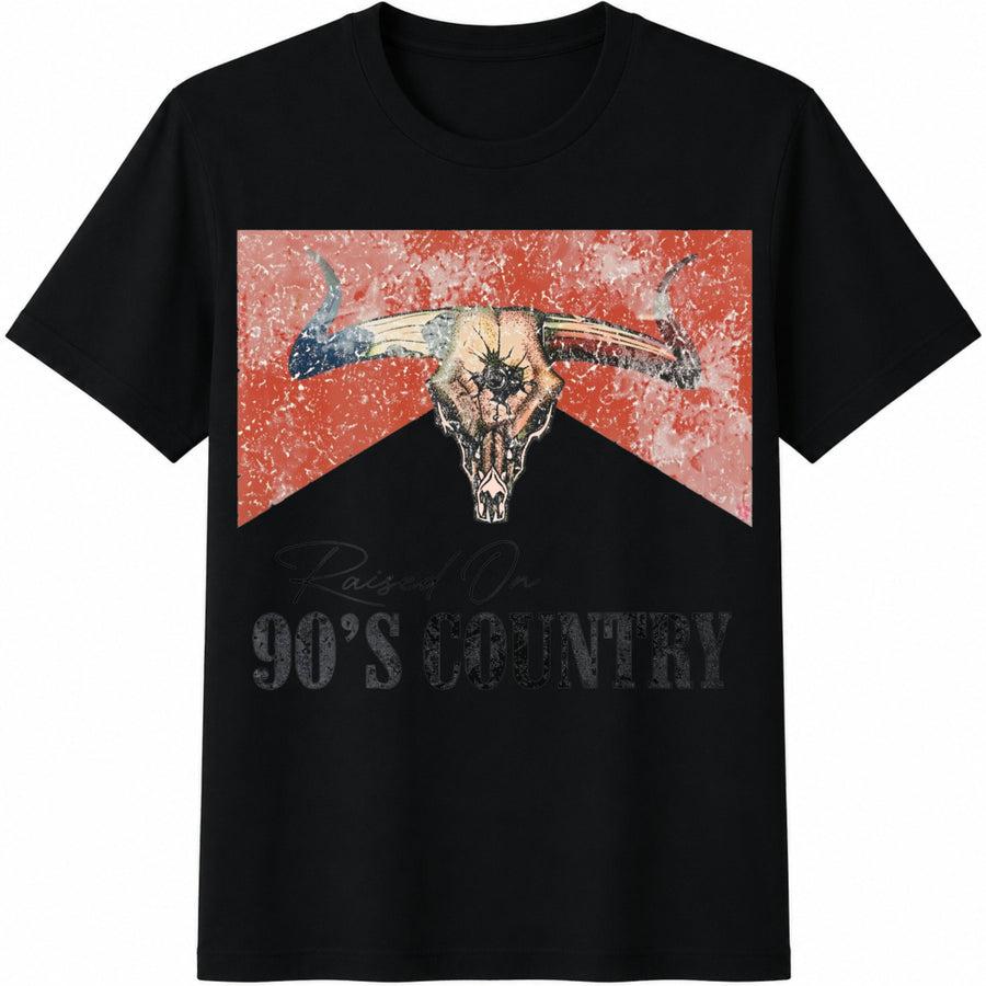 Raising 90s Country Cotton T-Shirt in Black