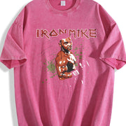 Iron Mike Old School Rock Band Retro Boxing Style Custom vintage washed oversized T-shirt in Red