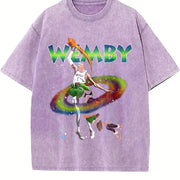 Victor Wemby Space Monstar Basketball Jam 90's Style vintage washed oversized T-shirt in Purple