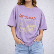 Terrasen Home of Stag vintage washed oversized T-shirt in Purple