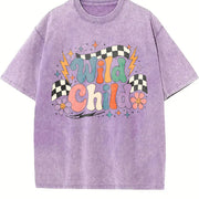 Wild Child Vintage Washed T-Shirt in Purple