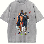 Steph Bron Durant BIG 3 USA Champ Custom vintage washed oversized T-shirt in Gray