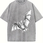 Bat 90s Retro ® Bats Gothic Y2k Vintage Washed T-Shirt in Gray