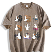 Goose Piano Teacher Vintage Washed T-Shirt in Brown