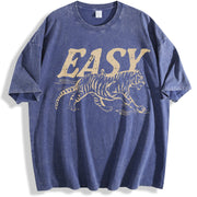 Easy Tiger 4th of July Long Sleeve vintage washed oversized T-shirt in Blue