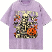 Just Waiting for Halloween Vintage Washed T-Shirt in Purple