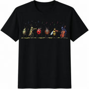 Insect Music Musical Bugs Illustration Cotton T-Shirt in Black