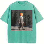 Dwight Pumpkin Head Business vintage washed oversized T-shirt in Blue